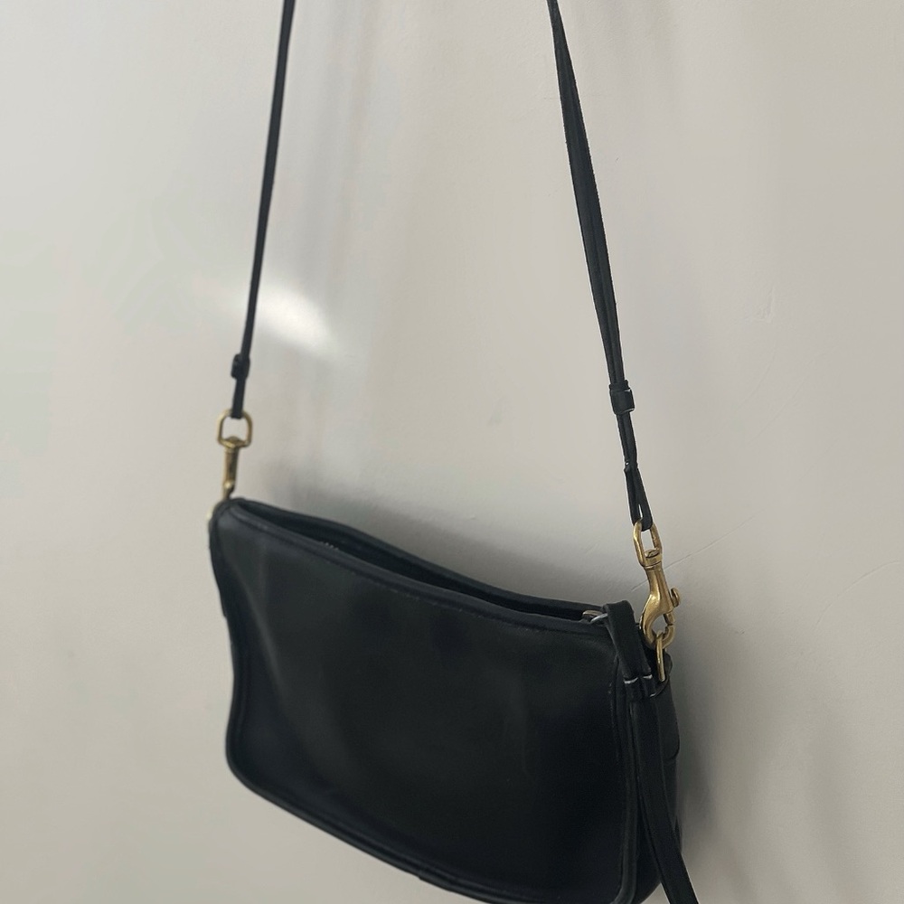 Coach Black Leather Crossbody Bag with Gold Hardware